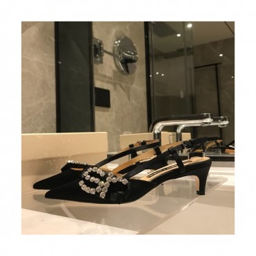 Sergio Rossi  2019 Ladies Slik Middle Heel Slingback - 세르지오 로시 2019 여성용 실크 미들힐 슬링백 SERS0010.Size(225 