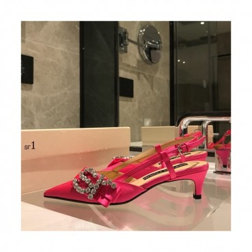 Sergio Rossi  2019 Ladies Slik Middle Heel Slingback - 세르지오 로시 2019 여성용 실크 미들힐 슬링백 SERS0009.Size(225 