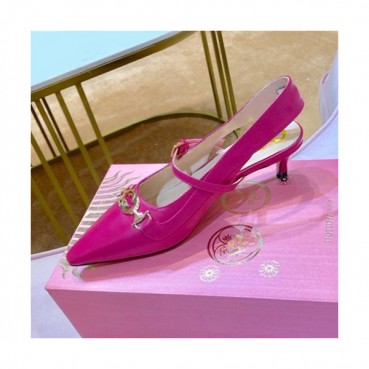 Gucci 2019 Ladies Leather Middle-heel Slingback 