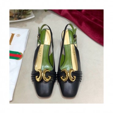 Gucci 2019 Ladies Leather Middle-heel Slingback 