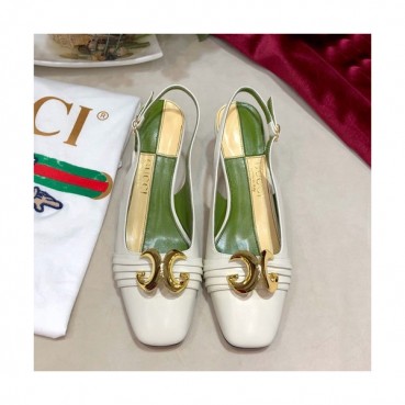 Gucci 2019 Ladies Leather Middle-heel Slingback 