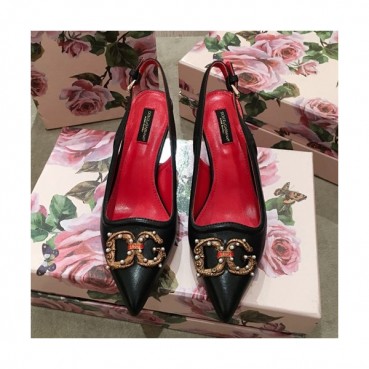 Dolce&Gabbana  2019 Ladies Leather Middle Heel Slingback - 돌체앤가바나 2019 여성용 레더 미들힐 슬링백, DGS0038.Size(220 