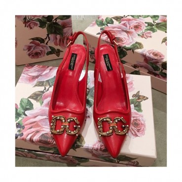 Dolce&Gabbana  2019 Ladies Leather Middle Heel Slingback - 돌체앤가바나 2019 여성용 레더 미들힐 슬링백, DGS0036.Size(220 