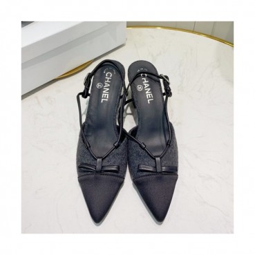Chanel 2019 Ladies Leather Middle Heel Sling Back - 샤넬 2019 여성용 레더 미들힐 슬링백 CHAS0202.Size(225 