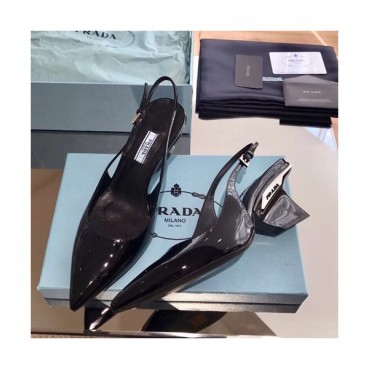 Prada 2019 Ladies Leather Middle Heel Slingback - 프라다 2019 여성용 레더 미들힐 슬링백 PRAS0033.Size(225 