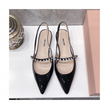 Miumiu 2019 Ladies Leather Slingback- 미우미우 2019 여성용 레더 슬링백 MIUS0027.Size(225 
