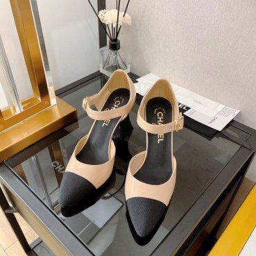 Chanel 2022 Ladies Leather Middle Heel Sling Back - 샤넬 2022 여성용 레더 미들힐 슬링백 CHAS0153.Size(220 