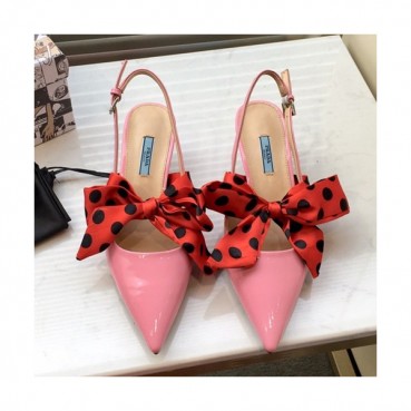 Prada 2019 Ladies Leather Ribbon Middle Heel Slingback - 프라다 2019 여성용 레더 리본 미들힐 슬링백 PRAS0020.Size(225 