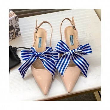 Prada 2019 Ladies Leather Ribbon Middle Heel Slingback - 프라다 2019 여성용 레더 리본 미들힐 슬링백 PRAS0019.Size(225 