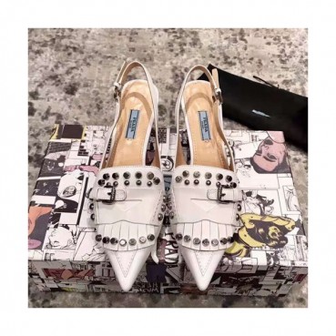 Prada 2019 Ladies Leather Middle Heel Slingback - 프라다 2019 여성용 레더 미들힐 슬링백 PRAS0014.Size(225 