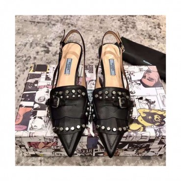 Prada 2019 Ladies Leather Middle Heel Slingback - 프라다 2019 여성용 레더 미들힐 슬링백 PRAS0013.Size(225 