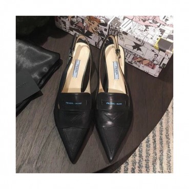 Prada 2019 Ladies Leather Middle Heel Slingback - 프라다 2019 여성용 레더 미들힐 슬링백 PRAS0010.Size(225 