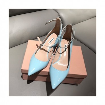 Miumiu 2019 Ladies Leather Middle-heel Slingback