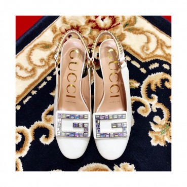 Gucci 2019 Ladies Leather Middle-heel Slingback 