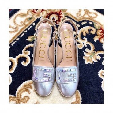 Gucci 2019 Ladies Leather Middle-heel Slingback 