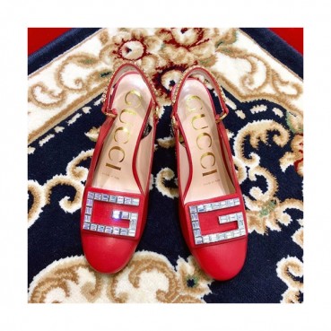 Gucci 2019 Ladies Leather Middle-heel Slingback 