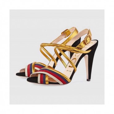 Gucci 2019 Ladies Strap High-heel Leather Sandal 