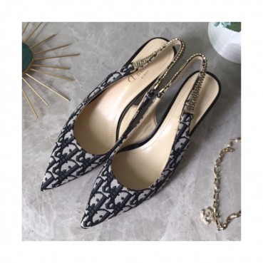Christian Dior 2019 Womens Quake Oblique Strassy Middle-heel Slingback 