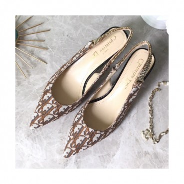 [핫템]Christian Dior 2019 Womens Quake Oblique Strassy Middle-heel Slingback 