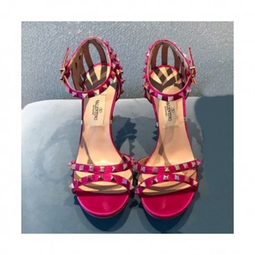 Valentino 2019 Womens Rock Stud Strap High-heel Silk Sandals 
