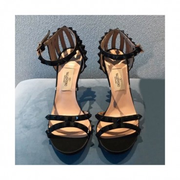 Valentino 2019 Womens Rock Stud Strap High-heel Silk Sandals 