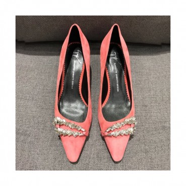 Gianvito Rossi 2019 Womens Suede Strass Middle-heel Pumps 