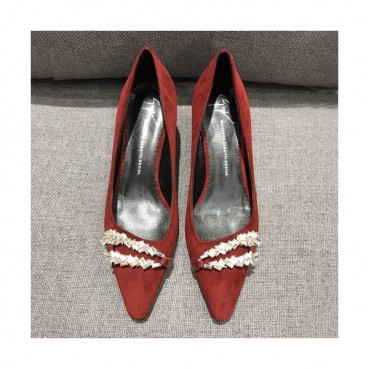 Gianvito Rossi 2019 Womens Suede Strass Middle-heel Pumps 
