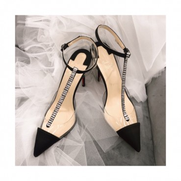 Christian Loubutin 2019 Womens Swarovski Strap High-heel Silk Sandal 