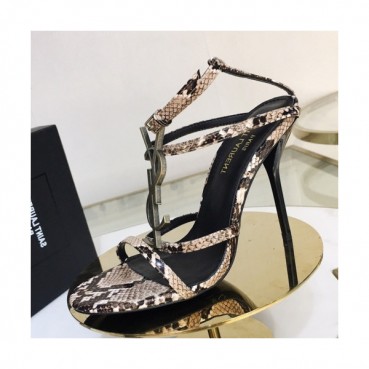 Saint Laurent 2019 Womens Metal Logo Strap High-heel Sandal 