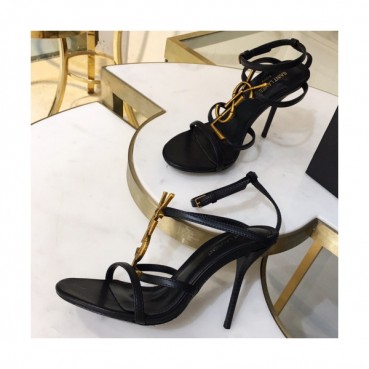 Saint Laurent 2019 Womens Metal Logo Strap High-heel Sandal 