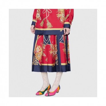 Gucci 2019 Ladies Strap GG Cubic Logo Middle-heel Pumps 