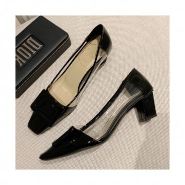 Roger Vivier 2019 Ladies Signature Logo Patent Middle-heel Pumps 