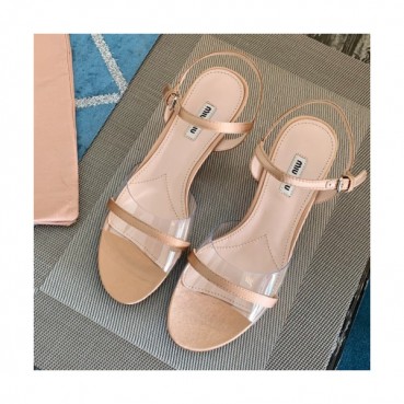 Miumiu 2019 Ladies Crystal Silk Middle-heel Slingback