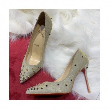 Christian Loubutin 2019 Glitter Patent Stud High-heel Pumps  