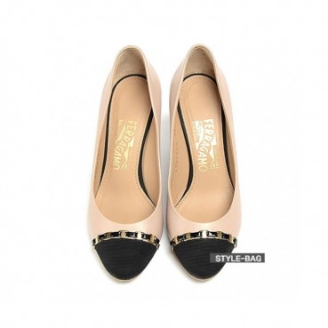 Ferragamo 2019 Womens Gancini Two-tone Wedge Pumps 