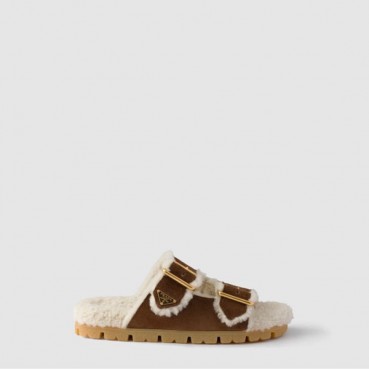 프라다 여성 시어링 슬라이드 - Prada Womens Shearling Slides 