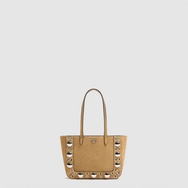 발렌티노 여성 가라바니 넬코트 스웨이드 미니 쇼퍼 백 - Valentino Womens Garavani Nellcourt Suede Mini Shopper Bag 