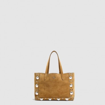 발렌티노 여성 가라바니 넬코트 스웨이드 미디엄 쇼퍼 백 - Valentino Womens Garavani Nellcourt Suede Medium Shopper Bag 