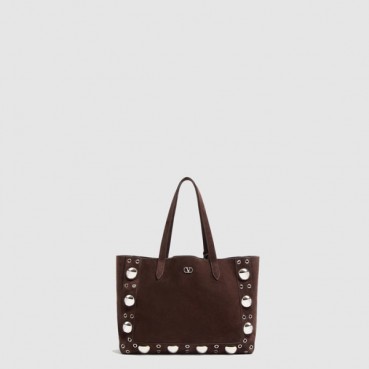 발렌티노 여성 가라바니 넬코트 스웨이드 미디엄 쇼퍼 백 - Valentino Womens Garavani Nellcourt Suede Medium Shopper Bag 
