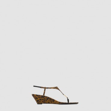 입생로랑 여성 레오파드 카산드라 웨지 - Saint Laurent Leopard
