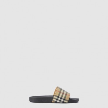 버버리 남/녀 체크 슬라이드 - Burberry Unisex Check Slides 