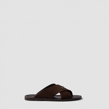 프라다 남성 스웨이드 크리스크로스 슬라이드 - Prada Mens Suede Crisscross Slides 