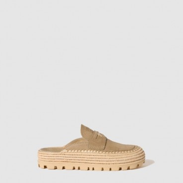 미우미우 여성 스웨이드 라피아 플랫폼 뮬 - Miumiu Womens Suede Raffia Platform Mule 