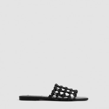 토템 여성 브레이디드 레더 방도 슬라이드 - Toteme Womens Braided Leather Bandeau Slide 