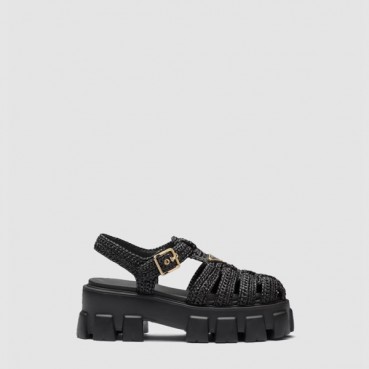 프라다 여성 모놀리스 크로셰 케이지 샌들 - Prada Womens Monolis Crochet Cage Sandals 