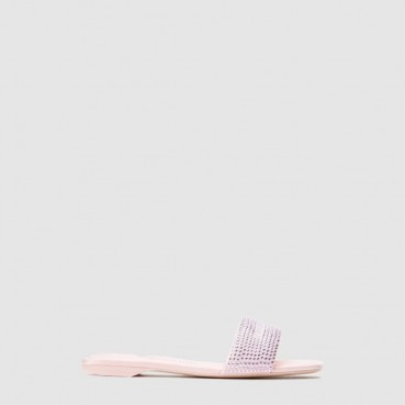 알렉산더왕 여성 Vy 핑크 새틴 크리스탈 핫픽스 샌들 - Alexander wang Womens Vy Pink Satin Crystal Hot Fix Sandals 