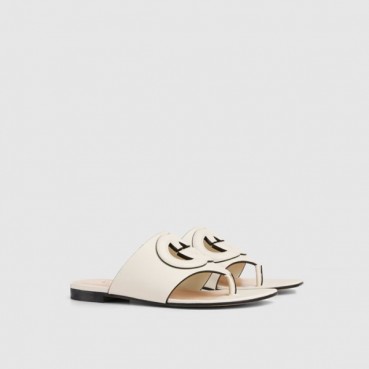 구찌 여성 GG 레더 플랫 쪼리 - Gucci Womens GG Leather Flat Slip