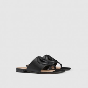 구찌 여성 GG 레더 플랫 쪼리 - Gucci Womens GG Leather Flat Slip