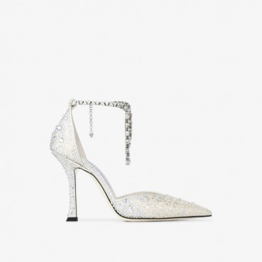 지미추 여성 크리스털 플래티넘 글리터 샌들 - Jimmy Choo Womens Crystal Platinum Glitter Sandals 