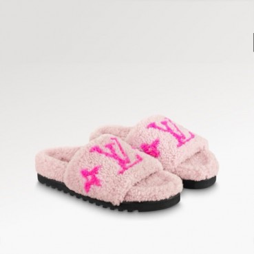 루이비통 여성 봄 디아 플랫뮬 시어링 슬리퍼 - Louis vuitton Womens Slipper 